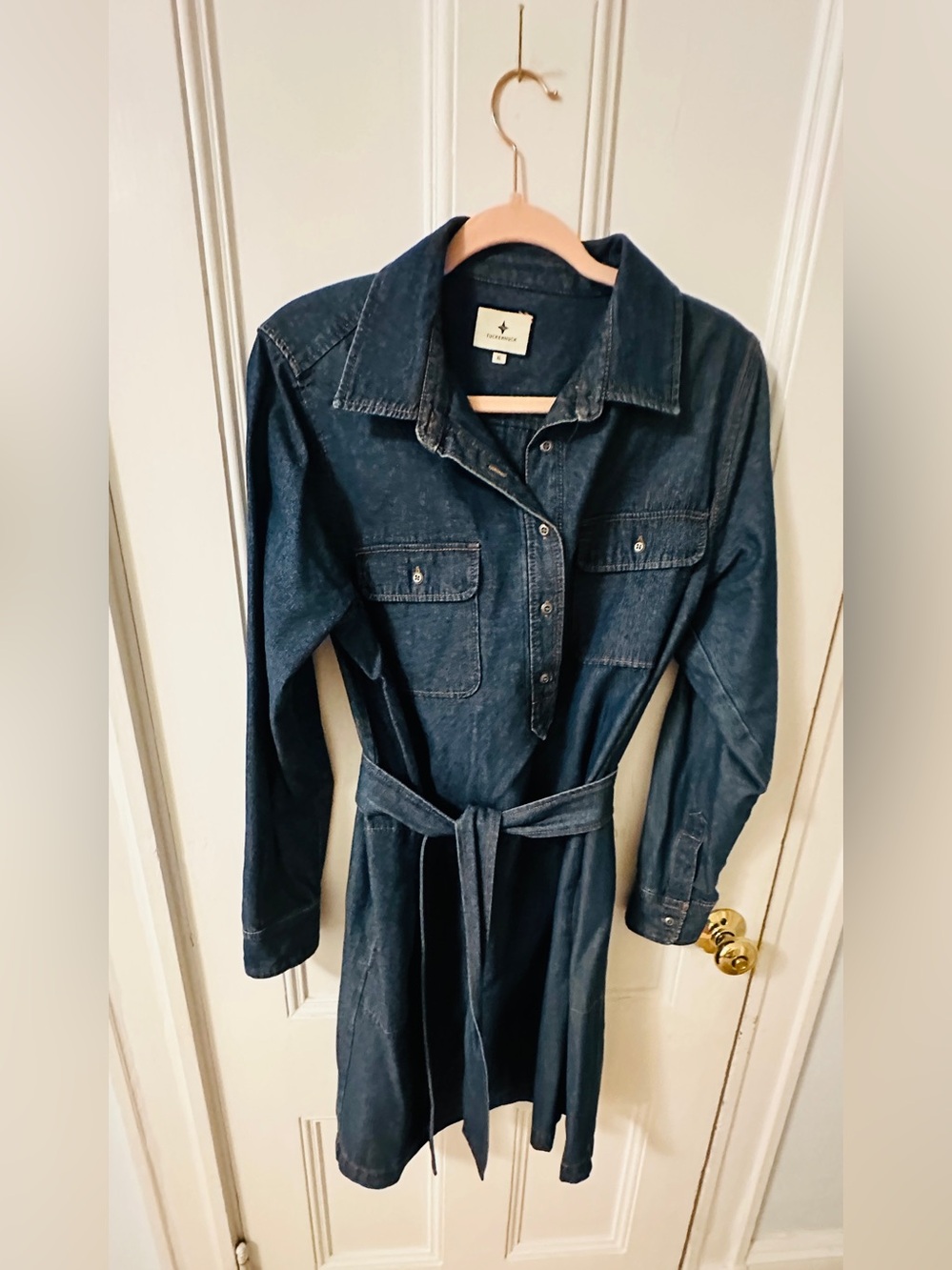 Tuckernuck Denim Mary Tyler Shirt Dress XL Belted Dark Wash Chambray